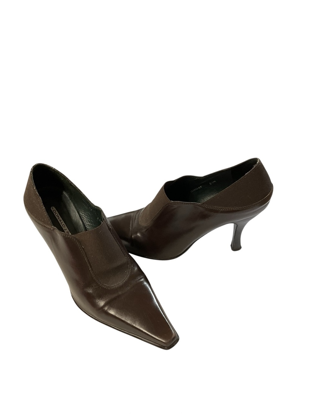 Donald J Pliner brown leather stretch slip on kitten heel pumps women’s size 8.5